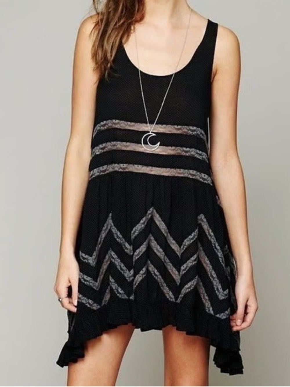 FREE PEOPLE Intimately Voile & Lace Trapeze Slip Dress Size S